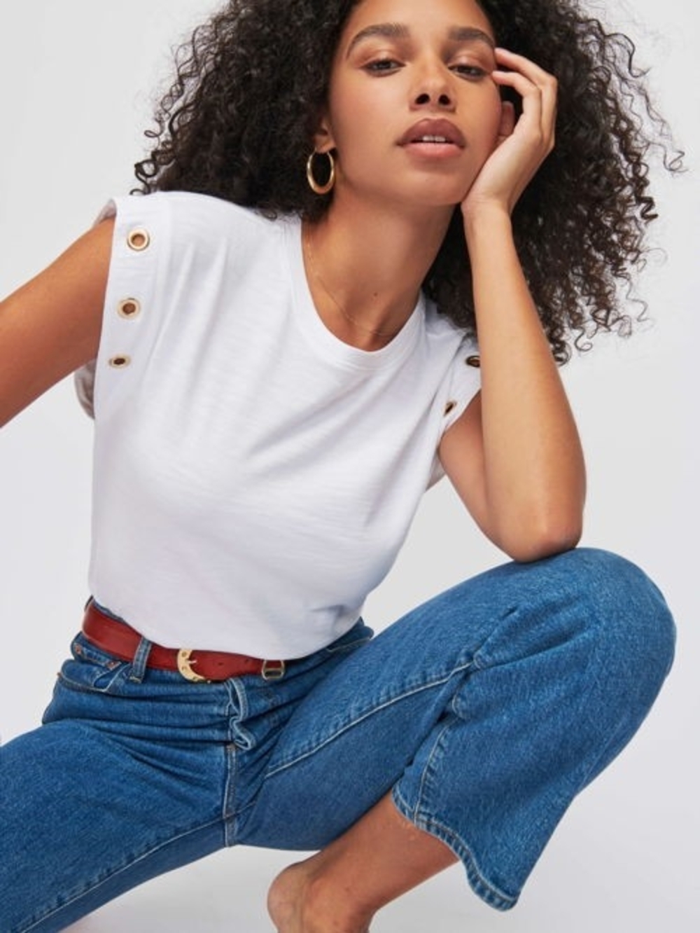 Nation LTD White Cotton Grommet Sleeve Tank, NWT, Size Xtra-Large (XL)